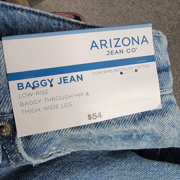 Blue Baggy Ripped Rose Print Low Rise Wide Leg Jeans Juniors 11 - Picture 3 of 6